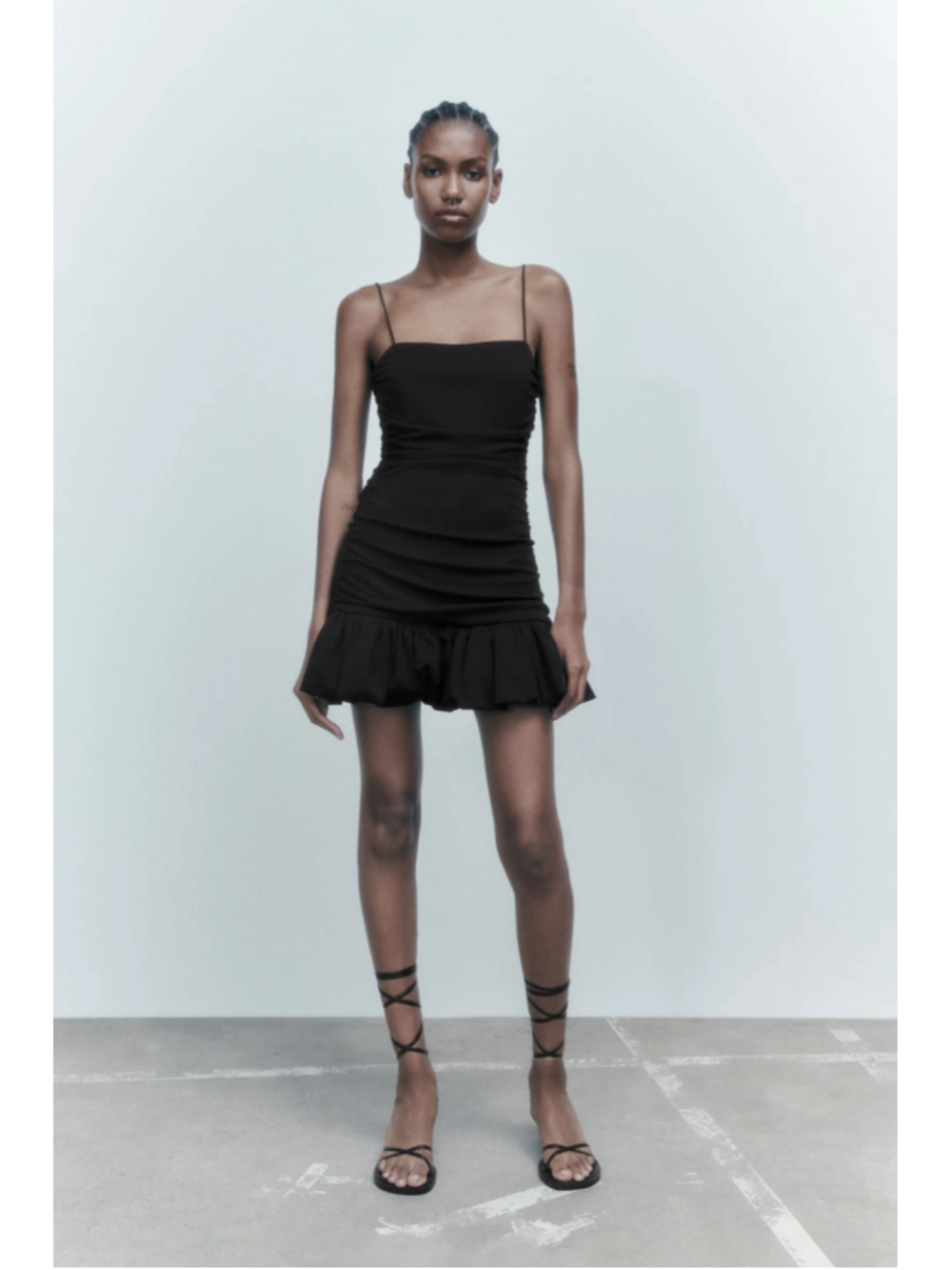 Zara Ruffled Ruched Dress Size S - Picture 2 of 7